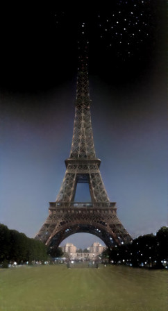 Tour Eiffel + deep style galaxie (images Wikimédia)