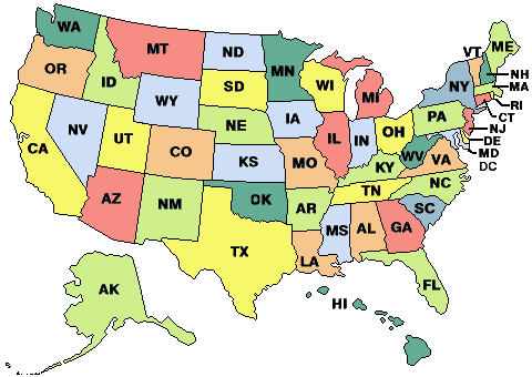 Carte des Etats américains